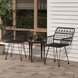 Gossi scaune de gradina cu cotiere 2 buc. negru 56x64x80 cm ratan pe
