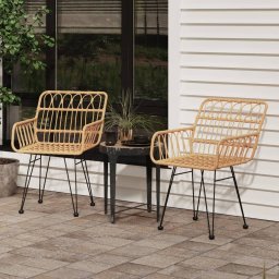 Gossi scaune de gradina cu cotiere, 2 buc., 56x64x80 cm, ratan pe