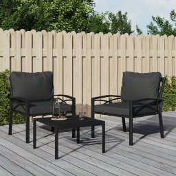 Gossi scaune de gradina cu perne gri, 2 buc., 68x76x79 cm, otel