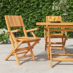 Gossi scaune de gradina pliante, 2 buc, 55x61x90 cm, lemn masiv tec