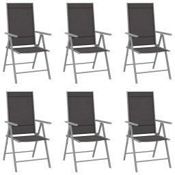 Gossi scaune de gradina pliante, 6 buc., negru, textilena