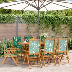 Gossi scaune de gradina rabatabile 8 buc., textil verde/lemn masiv