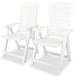 Gossi scaune de gradina rabatabile, 2 buc., alb, plastic