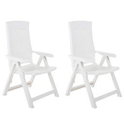 Gossi scaune de gradina rabatabile, 2 buc., alb, plastic
