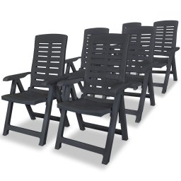 Gossi scaune de gradina rabatabile, 6 buc., antracit, plastic