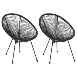 Gossi scaune de gradina tip luna, 2 buc., negru, ratan