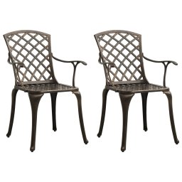 Gossi scaune de gradina, 2 buc., bronz, aluminiu turnat