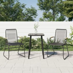 Gossi scaune de gradina, 2 buc., negru, 58x59x85,5 cm, ratan pvc