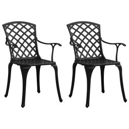Gossi scaune de gradina, 2 buc., negru, aluminiu turnat