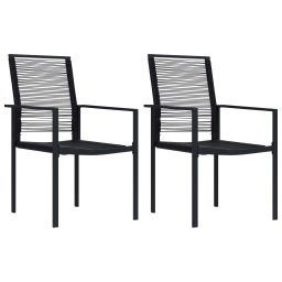 Gossi scaune de gradina, 2 buc., negru, ratan pvc