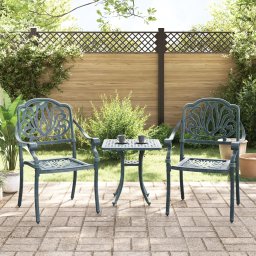Gossi scaune de gradina, 2 buc., verde, aluminiu turnat