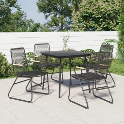 Gossi scaune de gradina, 4 buc., negru, 58x59x85,5 cm, ratan pvc