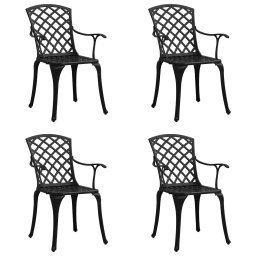 Gossi scaune de gradina, 4 buc., negru, aluminiu turnat