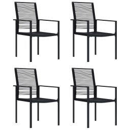 Gossi scaune de gradina, 4 buc., negru, ratan pvc