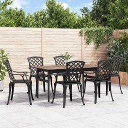 Gossi scaune de gradina, 6 buc., negru, aluminiu turnat