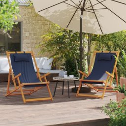 Gossi scaune de plaja pliante, 2 buc., albastru, material textil