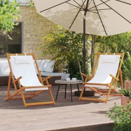 Gossi scaune de plaja pliante, 2 buc., crem, material textil