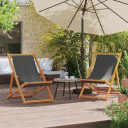 Gossi scaune de plaja pliante, 2 buc., gri, material textil
