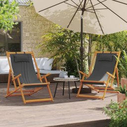 Gossi scaune de plaja pliante, 2 buc., gri, material textil