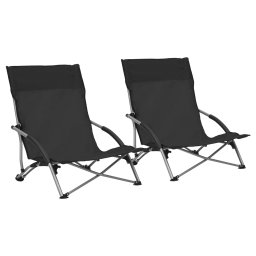 Gossi scaune de plaja pliante, 2 buc., negru, material textil