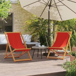 Gossi scaune de plaja pliante, 2 buc., rosu, material textil