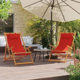 Gossi scaune de plaja pliante, 2 buc., rosu, material textil