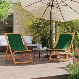 Gossi scaune de plaja pliante, 2 buc., verde, material textil