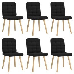 Gossi scaune de sufragerie 6 buc. negru material textil