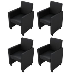 Gossi scaune de sufragerie, 4 buc., negru, piele ecologica