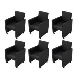Gossi scaune de sufragerie, 6 buc., negru, piele ecologica