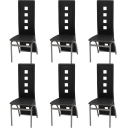 Gossi scaune de sufragerie, 6 buc., negru, piele ecologica