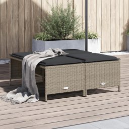 Gossi scaune gradina cu perne, 4 buc., gri deschis, poliratan