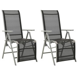 Gossi scaune gradina rabatabile, 2 buc, argintiu, textilena&aluminiu