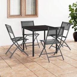 Gossi scaune pliante de exterior, 4 buc., negru, otel si textilena