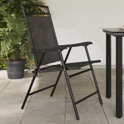 Gossi scaune pliante de gradina, 2 buc., gri melange, otel/textilene