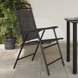 Gossi scaune pliante de gradina, 4 buc., gri melange, otel/textilene
