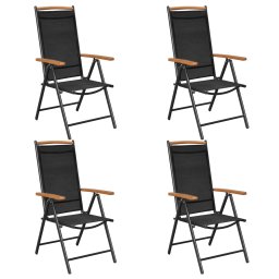Gossi scaune pliante de gradina, 4 buc., negru, aluminiu si textilena