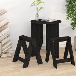Gossi scaune, 2 buc., negru, 40x40x45 cm, lemn masiv de pin