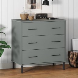 Gossi servanta cu 3 sertare, gri, 77x40x79,5 cm, lemn masiv oslo