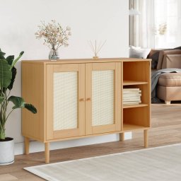 Gossi servanta senja, aspect ratan maro, 112x40x80 cm, lemn masiv pin