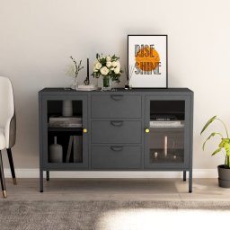 Gossi servanta, antracit, 105x35x70 cm, otel si sticla securizata