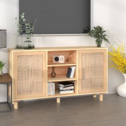 Gossi servanta, maro, 105x30x60 cm, lemn masiv pin si ratan natural
