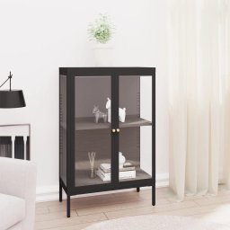 Gossi servanta, negru, 75x35x105 cm, otel si sticla
