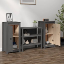 Gossi servante, 2 buc., gri, 39x35x80 cm, lemn masiv de pin