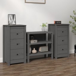 Gossi servante, 2 buc., gri, 40x35x80 cm, lemn masiv de pin