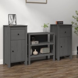 Gossi servante, 2 buc., gri, 40x35x80 cm, lemn masiv de pin