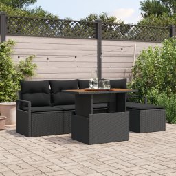Gossi set 6 piese canapea gradina cu perne negru poli ratan