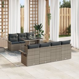 Gossi set canapea de gradina 8 piese cu perne gri din ratan poliester