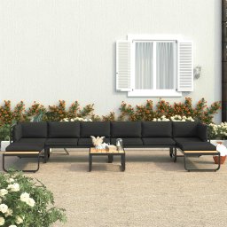 Gossi set canapea de gradina coltar cu perne, 5 piese, aluminiu, wpc