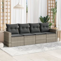 Gossi set canapea de gradina cu perne, 4 piese, gri deschis poliratan